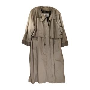 Fleet Street Women’s 24W Trench Coat Beige Lined Button Up Pockets Yoke Classic